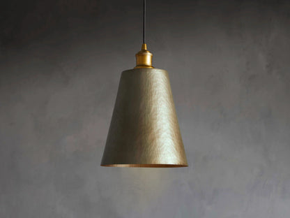 Hammered Brass Cone Pendant Light