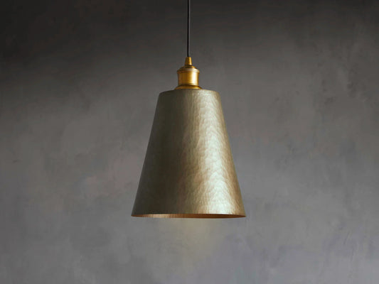 Hammered Brass Cone Pendant Light