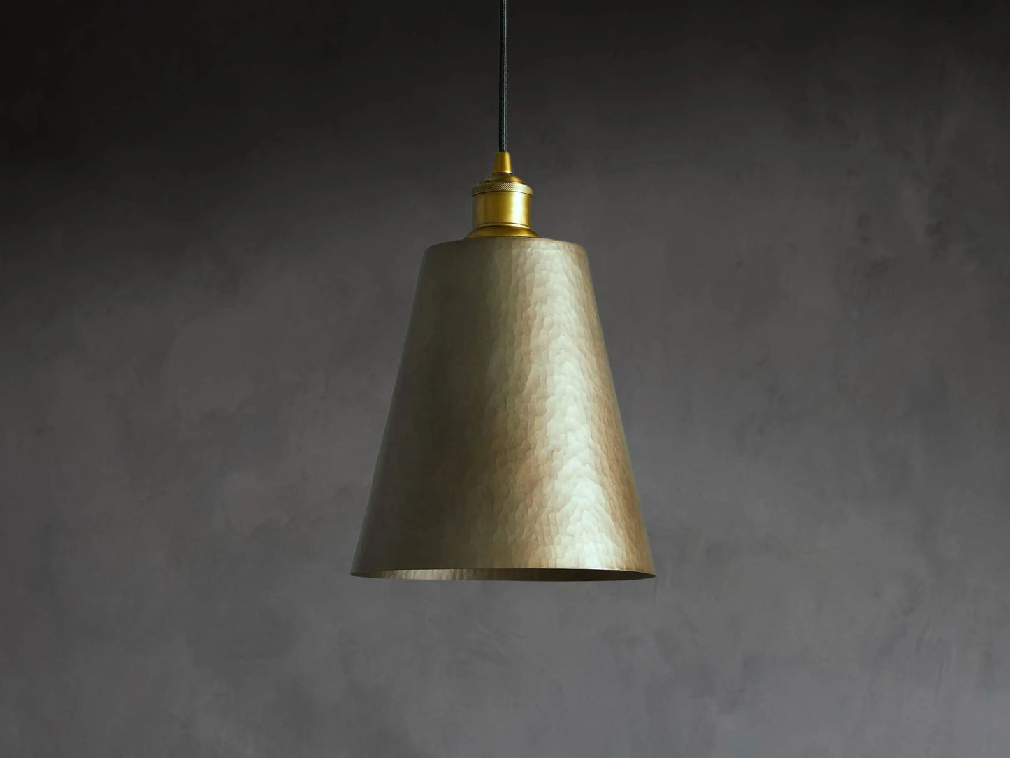 Hammered Brass Cone Pendant Light