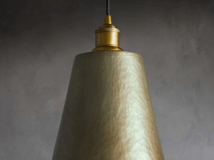 Hammered Brass Cone Pendant Light