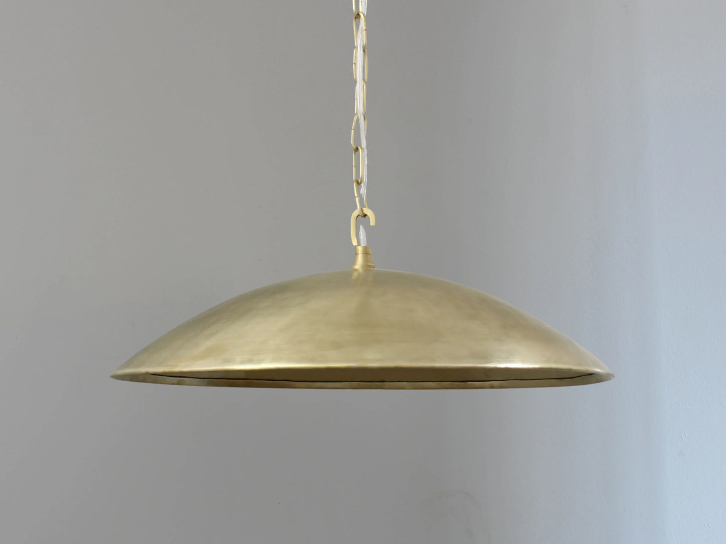 Low Profile Flat Brushed Brass Pendant Light