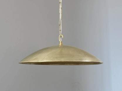 Low Profile Flat Brushed Brass Pendant Light