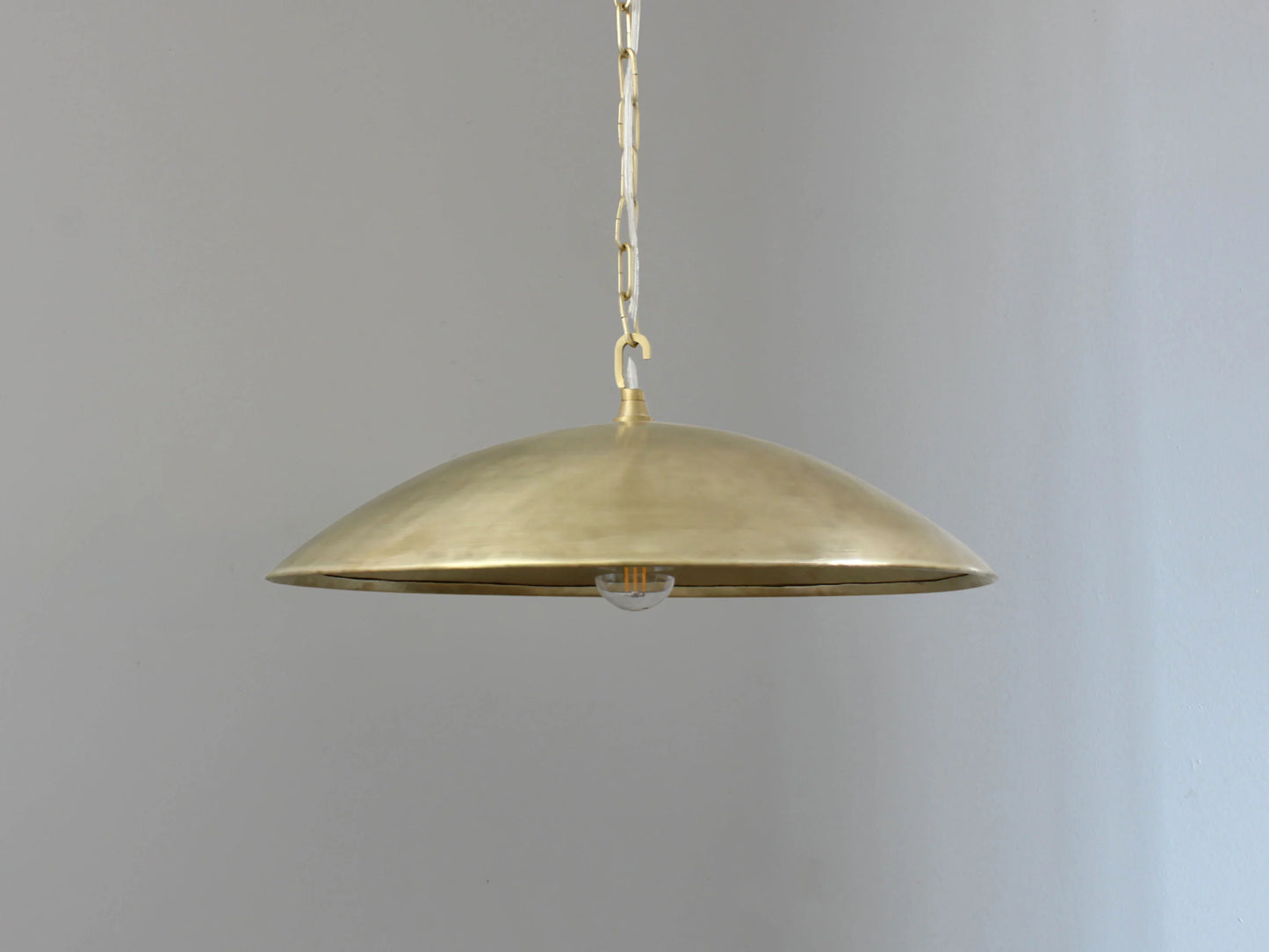 Low Profile Flat Brushed Brass Pendant Light