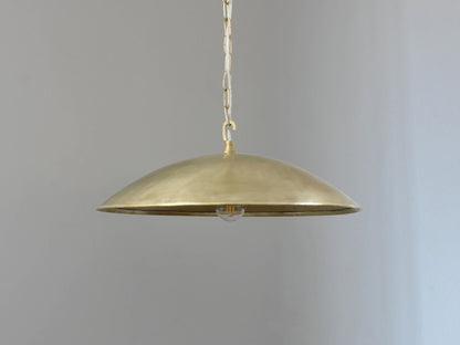 Low Profile Flat Brushed Brass Pendant Light