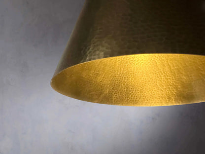 Hammered Brass Cone Pendant Light