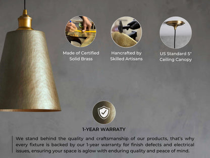 Hammered Brass Cone Pendant Light