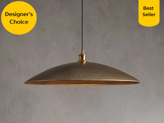 Low Profile Flat Bronze Brass Pendant Light