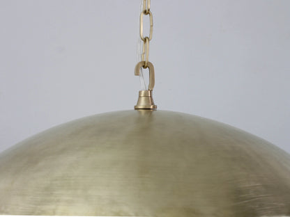 Low Profile Flat Brushed Brass Pendant Light