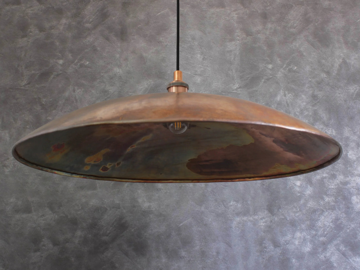 Oxidized Copper Flat Pendant Light