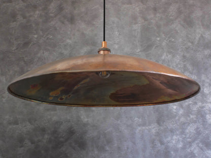 Oxidized Copper Flat Pendant Light