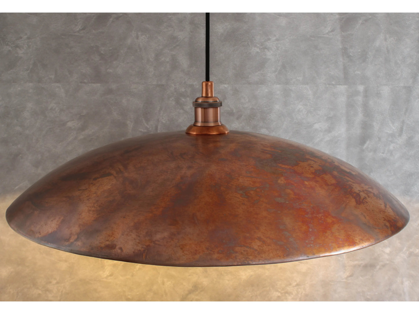 Oxidized Copper Flat Pendant Light