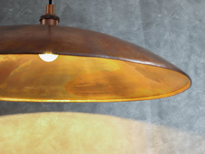 Oxidized Copper Flat Pendant Light