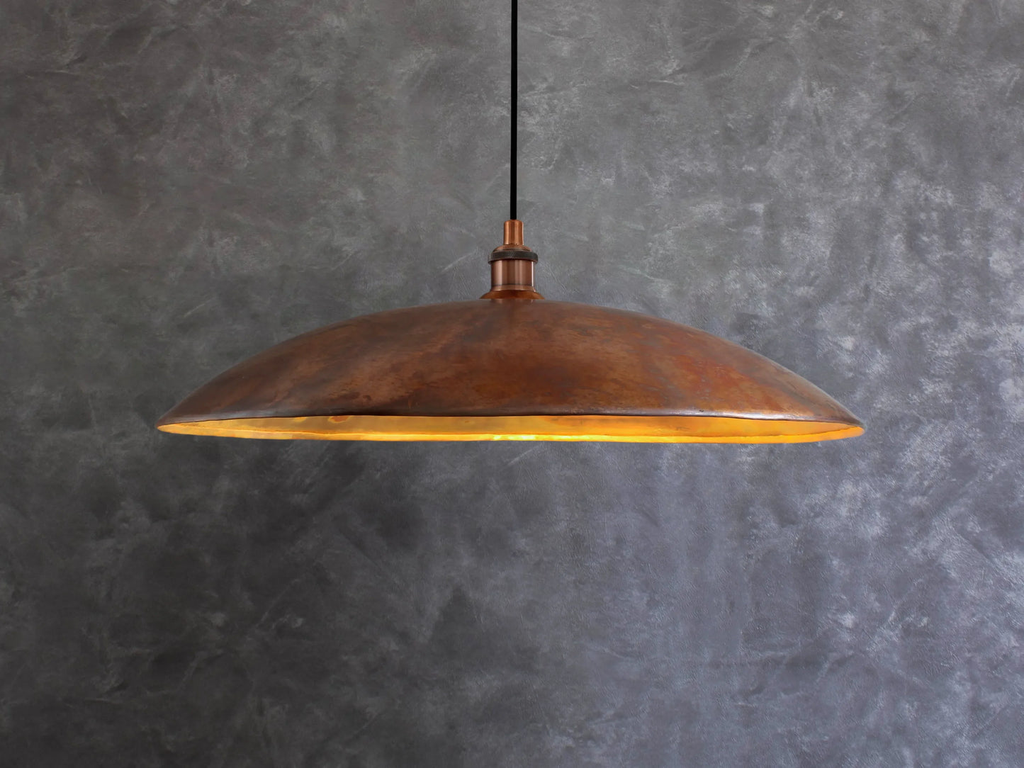 Oxidized Copper Flat Pendant Light