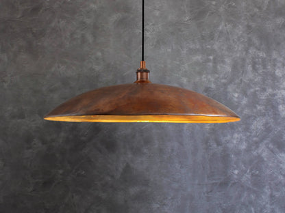 Oxidized Copper Flat Pendant Light