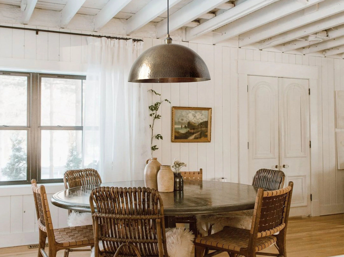 Hammered Bronze Dome Pendant Light